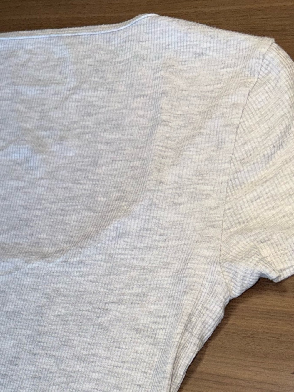Abercrombie A&F Essentials Ribbed Square Neck Tee Gray Short Sleeve Tuckable S - Picture 5 of 7